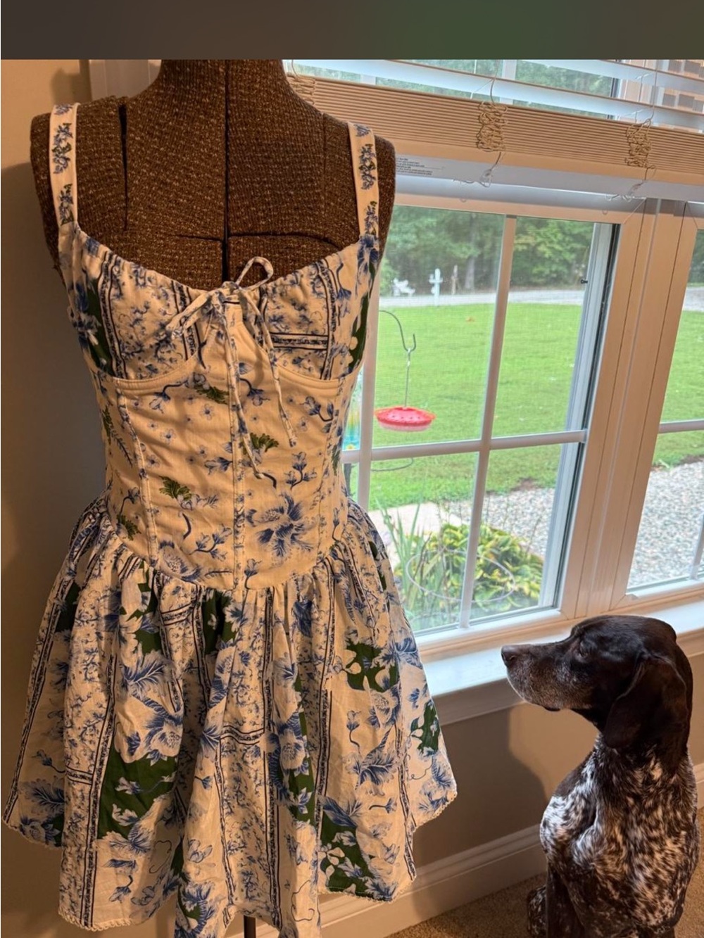 Agua Bendita White and Blue Floral dress